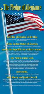 Product Description: Students learn to recite the Pledge of Allegiance but many have not been taught the meaning of the Pledge. You can help promote the meaning of each phrase of the Pledge by using this beautiful poster. Colorful, glossy, and measuring approximately 11" x 22", it is perfect for classroom bulletin boards.</br></br>You’ll also receive our Pledge Lesson Plan with your order. Help students learn to more fully appreciate concepts expressed in the Pledge such as liberty, justice, national unity, and recognizing that our freedoms come from God, not the State.</br></br>Poster is shipped in tube packaging.</br> Pledge of Allegiance Poster